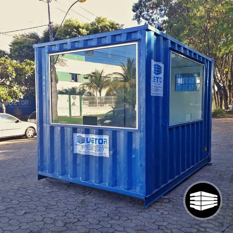 Container guarita azul de 10 pés com janelas amplas